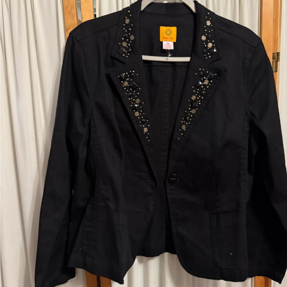 Ruby Rd Black Blazer Elegant Suit Jacket